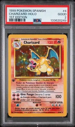 PSA 2 GOOD Charizard 1st Edition Base Set 1999 Pokemon WOTC Spanish 4/102 - Image 1