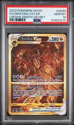 PSA 10 GEM MINT Giratina VSTAR Crown Zenith Secret Holo 2023 Pokemon GG69 - Image 1