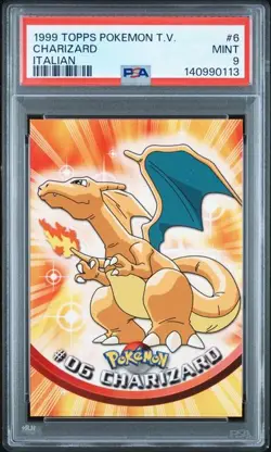 PSA 9 MINT Charizard Topps Pokemon TV 1999 IT Blue Logo #06 - Image 1