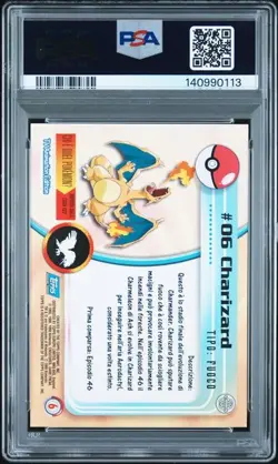 PSA 9 MINT Charizard Topps Pokemon TV 1999 IT Blue Logo #06 - Image 2