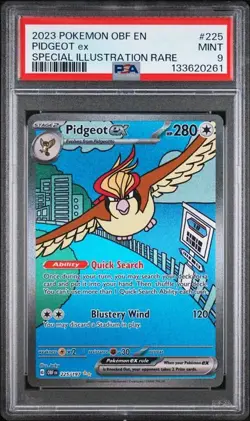 PSA 9 MINT Pidgeot EX Obsidian Flames SIR Holo 2023 Pokemon 225/197 - Image 1