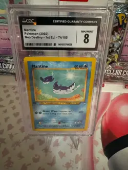 2002 POKEMON NEO DESTINY 1ST ED #74 MANTINE CGC 8 - Image 1