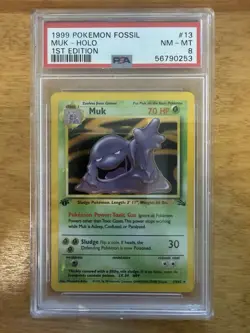 Pokemon TCG 1999 Muk Holo Rare Fossil PSA 8 1st Edition #13/62 English - Image 5