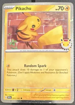 Pokemon Pikachu 051/162 TEF Promo Stamped Holo Basic Random Spark Card - Image 1
