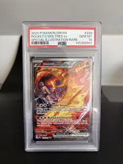 PSA 10 GEM MINT - Pokemon Destined Rivals Team Rocket's Moltres EX 229/182 SIR - Image 1