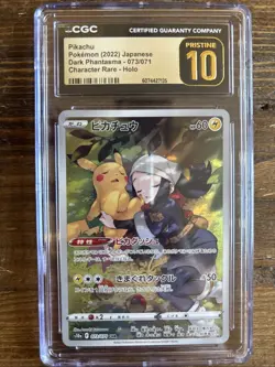 Pokemon TCG Pikachu 073/071 Jp. SWSH Dark Phantasma Full Art CGC 10 BL Pristine - Image 1