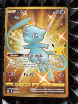 Pokemon TCG Celebrations Mew Gold Full Art Holo Card 25/25 Secret Rare - Image 1
