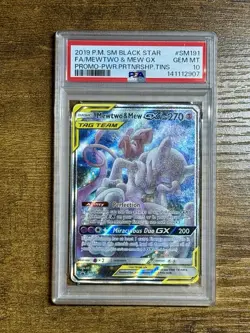 Pokemon TCG Mewtwo & Mew EX SM191 Black Star Promo Full Art Tag Team Holo Card - Image 1