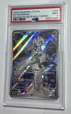 N's Reshiram 167/159 Journey Together Stamped Box Topper Pokemon PSA 9 - Image 1