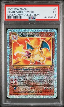 2002 POKEMON LEGENDARY COLLECTION #3 CHARIZARD-REVERSE FOIL PSA 5 - Image 1