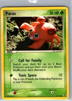 Paras 72/112 Non Holo FireRed & LeafGreen - Pokemon Card - NM - Image 1