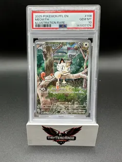 Meowth 106/094 Illustration Rare 2025 Pokemon Phantasmal Flames PSA 10 Gem Mint - Image 1