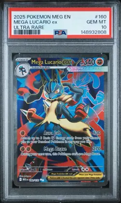 2025 POKEMON MEG EN-MEGA EVOLUTION ULTRA RARE #160 MEGA LUCARIO EX PSA 10 - Image 1