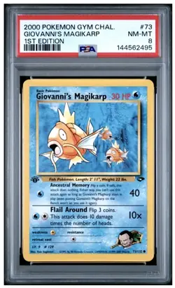 2000 Pokemon 1st Edition Giovanni's Magikarp Gym Challenge PSA 8 - Image 1