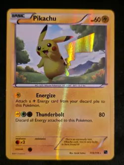 2011 Pokemon Black & White Pikachu Secret Rare #115/114 - HOLO - LP - Image 2