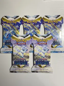 5 Pokemon TCG Silver Tempest Sealed Sleeved Booster Packs - Image 1