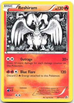 Reshiram 28/113 Holo Rare Legendary Treasures Pokemon Lightly Played - Image 1