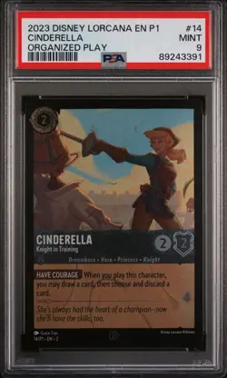 2023 Disney Lorcana Cinderella Knight In Training Organized Play Promo PSA 9 - Image 1