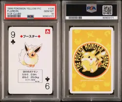 PSA 10 GEM MINT Pokemon Yellow Playing Card - Flareon 9 of Clubs (POP 1) - Image 1