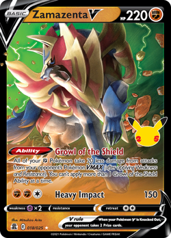 Zamazenta V 18/25 Rare Holo V | Celebrations | Pokemon Card - Image 1