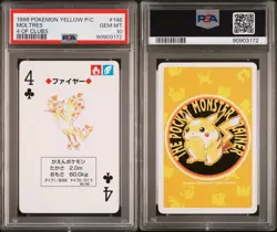 PSA 10 GEM MINT Pokemon Yellow Playing Card - Moltres 4 of Clubs (POP 1) - Image 1