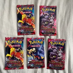Pokemon TCG 5x Destined Rivals Booster Pack Factory Sealed - Image 1