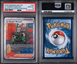 Lt. Surge's Bargain 185/132 Me01: Mega Evolution Graded PSA 10 Pokemon TCG - Image 2