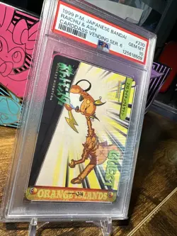 1999 Pokemon Japanese Bandai Anime Vending #230 Raichu & Ash PSA 10 - Image 3