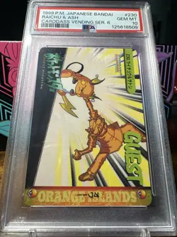 1999 Pokemon Japanese Bandai Anime Vending #230 Raichu & Ash PSA 10 - Image 4