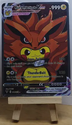 Pikachu Cosplay Kurama Nine Tails Naruto Custom ACG Card Holo Foil Anime 048/055 - Image 1
