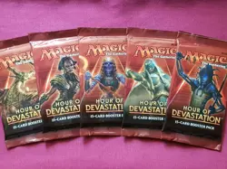 MTG Magic The Gathering HOUR OF DEVASTATION New Sealed Booster ALL 5 PACK ART - Image 1