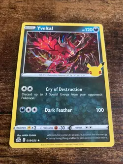 Yveltal 25th Anniversary Holo Trading Card 19/25 2021 Pokemon Rare Pokemon tcg - Image 1