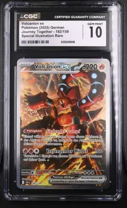 2025 POKEMON JTG DE VOLCANION EX #182 PSA CGC 10 SPECIAL ILLUSTRATION RARE - Image 1