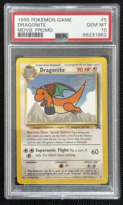 1999 Pokemon Game Dragonite Movie Promo #5 - PSA 10 GEM MINT - Image 1