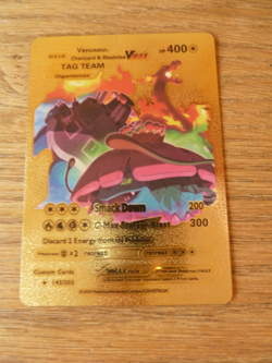 Pokemon Venusaur, Charizard, Blastoise VMAX Tag Team 143/203 Gold Foil Fan Art - Image 1