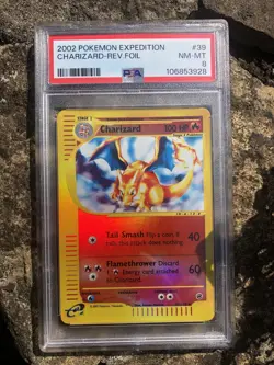 PSA 8 Charizard 39/165 Reverse Holo Expedition 2002 Pokemon Card E-Reader WOTC - Image 1