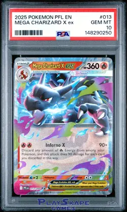 Pokemon Card PSA 10 Mega Charizard ex 013/094 PFL Holo Phantasmal Flames 2025 - Image 1