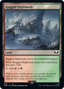 1x Rugged Highlands - Universes Beyond: Warhammer 40,000 MTG - Image 1