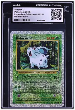 2002 😺 Pokemon Legendary Collection #82/110 NIDORAN Reverse Holo CGC Certified - Image 1