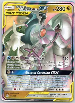 POKEMON TCG ARCEUS & DIALGA & PALKIA GX 156/236 CEC HOLO COSMIC ECLIPSE POKEMON - Image 1