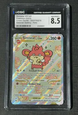 Pokemon TCG Simisear VSTAR Galarian Gallery GG37/GG70 Crown Zenith NM CGC 8.5 - Image 1