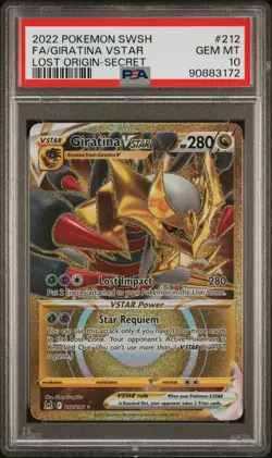 2022 POKEMON LOST ORIGIN GIRATINA VSTAR SECRET 212/196 - PSA 10 GEM MINT - Image 1