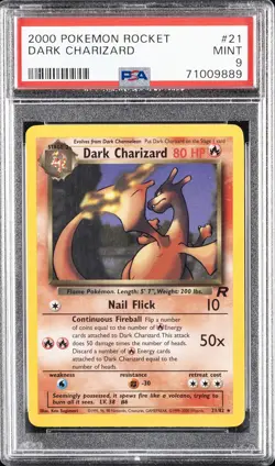 2000 POKEMON ROCKET #21 DARK CHARIZARD PSA 9 - Image 1
