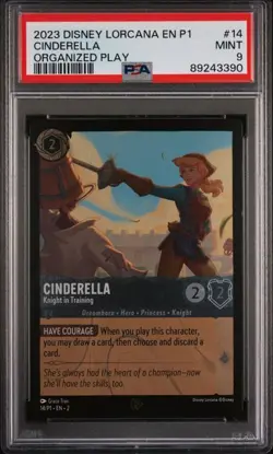 2023 Disney Lorcana Cinderella Knight In Training Organized Play Promo PSA 9 - Image 1