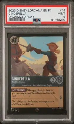 2023 Disney Lorcana Cinderella Knight In Training Organized Play Promo PSA 9 - Image 1