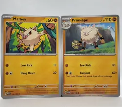 2023 Pokemon Paledea Evolved Cards 106 Mankey and 107 Primeape - Image 1