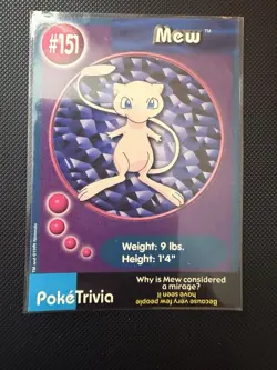 Mew #151 Pokemon TCG Burger King Promo PokeTrivia Trading Card Vintage MP - Image 1