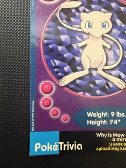 Mew #151 Pokemon TCG Burger King Promo PokeTrivia Trading Card Vintage MP - Image 3