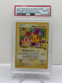 Pokemon TCG Birthday Pikachu 24/53 Celebrations Classic Collection Holo PSA 10 - Image 1