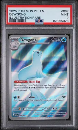 2025 POKEMON PFL EN-PHANTASMAL FLAMES #097 DEWGONG ILLUSTRATION RARE PSA 9 - Image 1